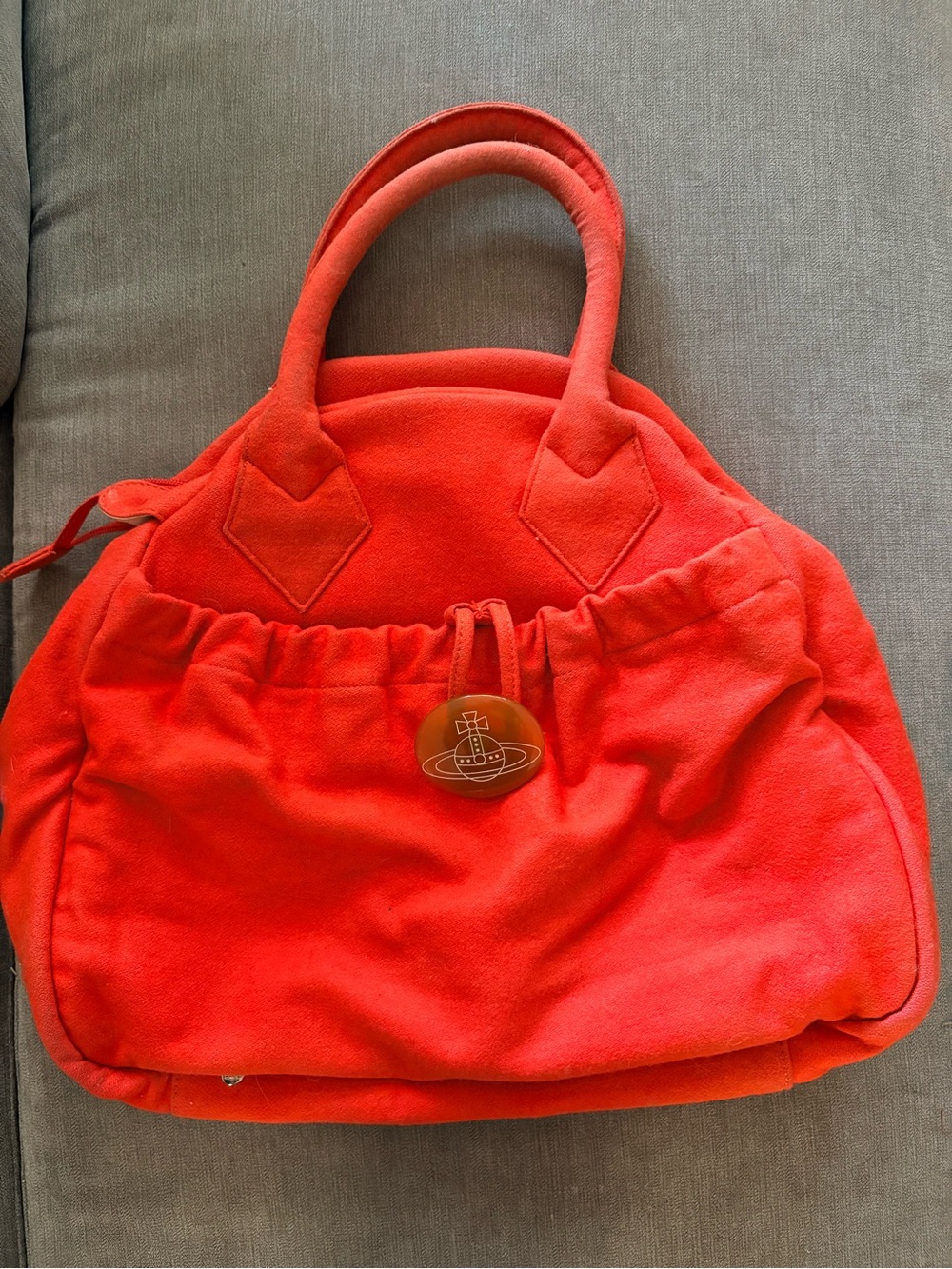 Vivienne Westwood Red Orange Fabric Shoulder Bag